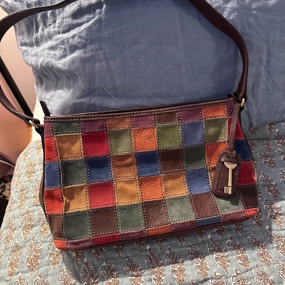 VINTAGE fossil shoulder bag patchwork - Picture 3 of 6